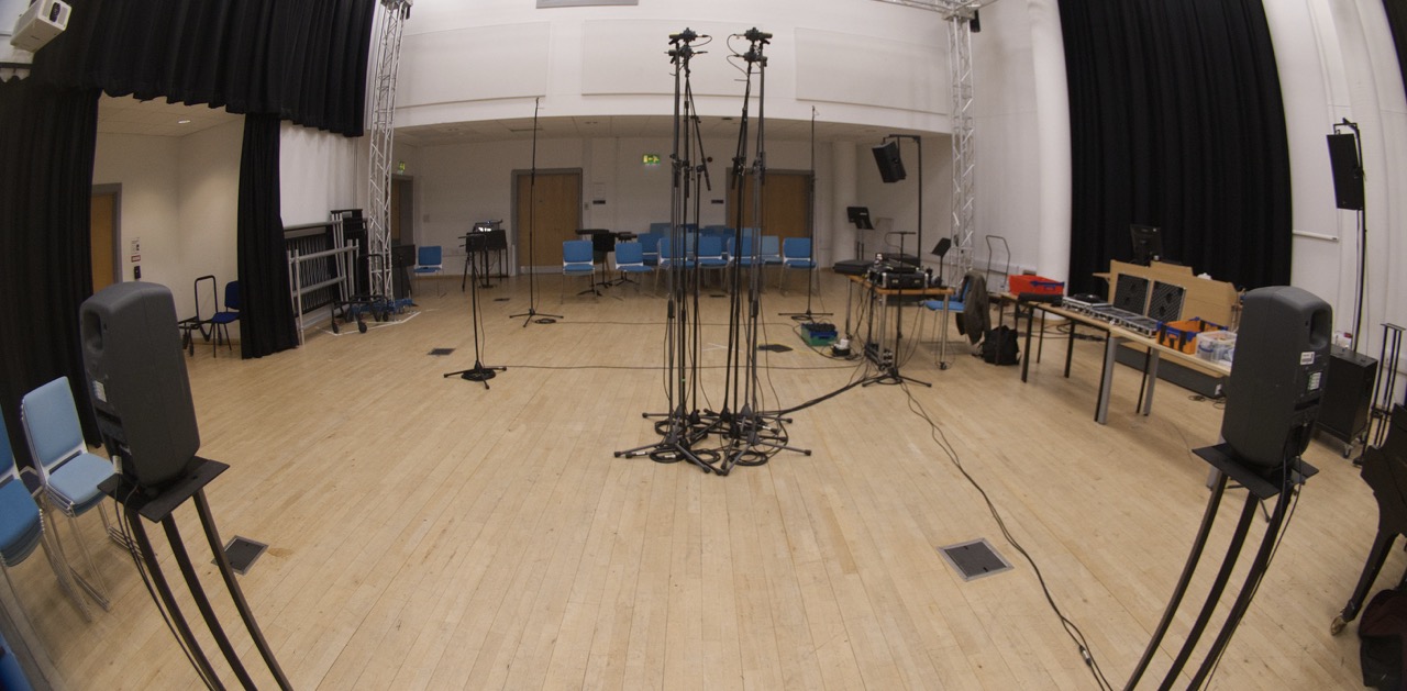 Phipps Hall speaker array from behind